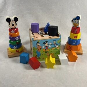 Melissa & Doug Disney Mickey Mouse Wooden Shape Sorter & Ring Stacker Set
